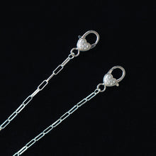 Load image into Gallery viewer, Breakaway Mask Chain. Safe Mask Strap, Silver Clip Chain - Rhinestone Heart Clasps I Made in Hawaii
