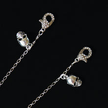 Load image into Gallery viewer, Breakaway Mask Chain. Safe Mask Strap, Silver Oval Chain - Skulls & Rhinestone Silver Clasps I Made in Hawaii