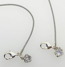 Load image into Gallery viewer, Breakaway Mask Lanyard. Safe Mask Strap, Classic Style - Silver Plumeria with Floating Cubic Zirconia I Made in Hawaii