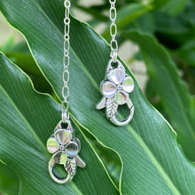 Load image into Gallery viewer, Breakaway Mask Chain. Safe Mask Strap, Silver Oval Chain - Silver Hibiscus Clasps I  Made in Hawaii
